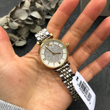 Emporio Armani Gianni T Bar Analog White Dial Two Tone Steel Strap Watch For Women - AR2076 Authentic Buy Shop Now
