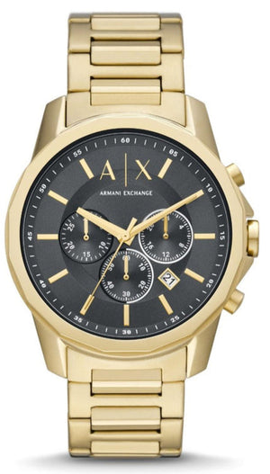 Armani Exchange Banks Chronograph Black Dial Gold Steel Strap Watch For Men - AX1721 Authentic Buy Shop Now