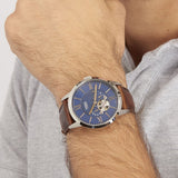 Fossil Townsman Automatic Blue Dial Brown Leather Strap Watch for Men - ME3110 Authentic Buy Shop Now