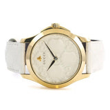 Gucci G Timeless Quartz White Dial White Leather Strap Watch For Women - YA1264033A Authentic Buy Shop Now