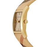 Burberry Pioneer Gold Dial Haymarket Beige Leather Strap Watch for Women - BU9509 Authentic Buy Shop Now