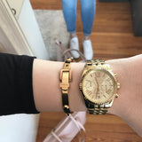 Michael Kors Lexington Chronograph Gold Dial Gold Steel Strap Watch for Women - MK5556 Authentic Buy Shop Now