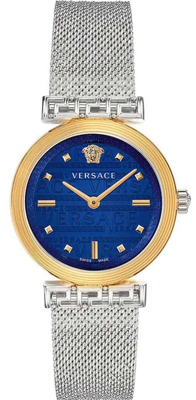 Versace Meander Blue Dial Silver Mesh Bracelet Watch for Women - VELW00520 Authentic Buy Shop Now