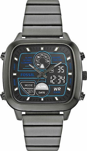 Fossil Retro Analog-Digital Black Dial Grey Steel Strap Watch for Men - FS5892 Authentic Buy Shop Now