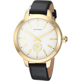 Tory Burch Collins White Dial Black Leather Strap Watch for Women - TBW1205 Authentic Buy Shop Now