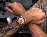 Seiko 5 Sports Automatic Orange Dial Silver Steel Strap Watch For Men - SRPD59K1 Authentic Buy Shop Now