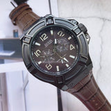 Guess Rigor Analog Quartz Black Dial Brown Leather Strap Watch For Men - W0040G2 Authentic Buy Shop Now