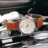 Emporio Armani Luigi Chronograph Silver Dial Brown Leather Strap Watch for Men - AR1846 Authentic Buy Shop Now