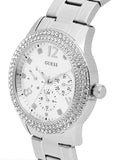 Guess Bedazzle Diamonds Silver Dial Silver Steel Strap Watch For Women - W1097L1 Authentic Buy Shop Now