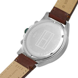 Tommy Hilfiger Lars Chronograph Green Dial Brown Leather Strap Watch For Men - 1792064 Authentic Buy Shop Now