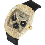 Guess Phoenix Multifunction Crystals Gold Dial Black Silicone Strap Watch For Men - GW0048G2 Authentic Buy Shop Now