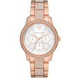 Michael Kors Tibby Chronograph White Dial Rose Gold Steel Strap Watch For Men - MK7293 Authentic Buy Shop Now