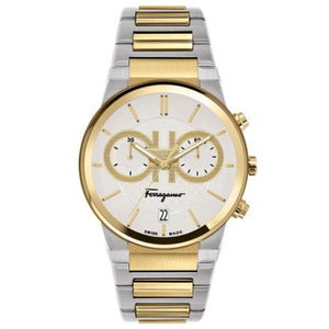 Salvatore Ferragamo F-80 Classic White Dial Two Tone Steel Strap Watch for Men - SFME00821 Authentic Buy Shop Now