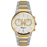 Salvatore Ferragamo F-80 Classic White Dial Two Tone Steel Strap Watch for Men - SFME00821 Authentic Buy Shop Now