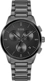 Hugo Boss Dapper Chronograph Black Dial Black Steel Strap Watch For Men - 1513929 Authentic Buy Shop Now