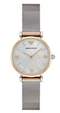Emporio Armani Gianni T Bar Mother of Pearl Dial Silver Mesh Bracelet Watch For Women - AR2068 Authentic Buy Shop Now