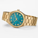Michael Kors Lennox Analog Blue Dial Gold Steel Strap Watch for Women - MK7460 Authentic Buy Shop Now