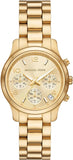Michael Kors Runway Chronograph Gold Dial Gold Steel Strap Watch For Women - MK7326 Authentic Buy Shop Now