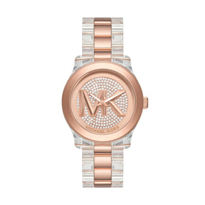 Michael Kors Runway Analog Crystals Rose Gold Dial Two Tone Steel Strap Watch for Women - MK7355 Authentic Buy Shop Now