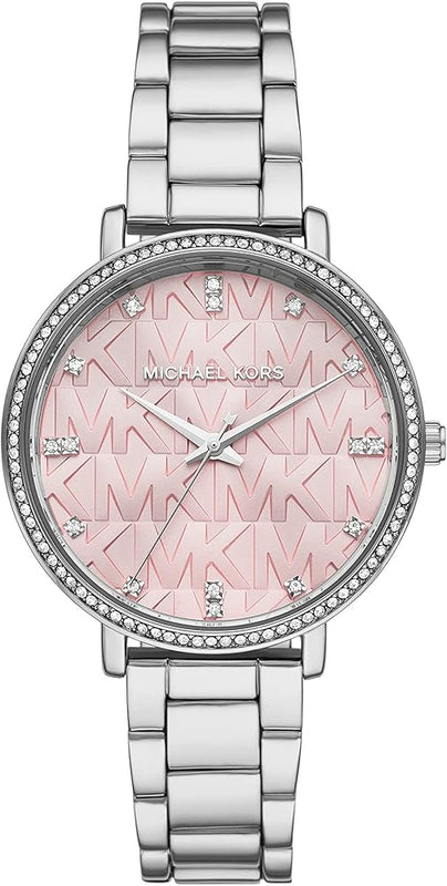 Michael Kors Pyper Three Hand Pink Dial Silver Steel Strap Watch For Women - MK4631 Authentic Buy Shop Now