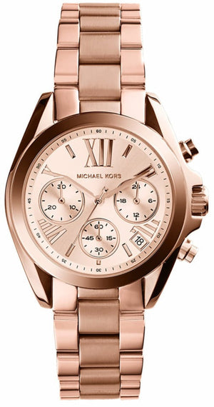 Michael Kors Runway Chronograph Rose Gold Dial Rose Gold Steel Strap Watch For Women - MK5778 Authentic Buy Shop Now