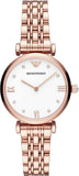 Emporio Armani Gianni T-Bar Quartz White Dial Rose Gold Steel Strap Watch For Women - AR11267