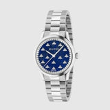 Gucci G Timeless Quartz Blue Dial Silver Steel Strap Watch for Women - YA1265043 Authentic Buy Shop Now