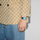 Gucci G Timeless Quartz Turquoise Dial Silver Steel Strap Unisex Watch - YA1265044 Authentic Buy Shop Now