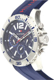 Tommy Hilfiger Nolan Chronograph Blue Dial Blue Rubber Strap Watch for Men - 1791142 Authentic Buy Shop Now