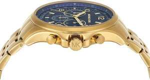 Michael Kors Pilot Quartz Blue Dial Gold Steel Strap Watch For Men - MK9125 Authentic Buy Shop Now