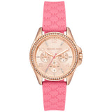 Michael Kors Mini Pilot Quartz Rose Gold Dial Pink Silicone Strap Watch For Women - MK7375 Authentic Buy Shop Now