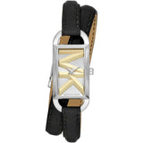 Michael Kors Empire Three-Hand Silver Dial Black Leather Strap Watch For Women - MK4722 Authentic Buy Shop Now