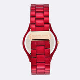 Michael Kors Slim Runway Red Dial Red Steel Strap Watch For Women - MK3895 Authentic Buy Shop Now