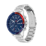 Tommy Hilfiger Bank Chronograph Blue Dial Silver Steel Strap Watch for Men - 1791718 Authentic Buy Shop Now