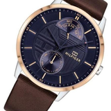 Tommy Hilfiger Hunter Blue Dial Brown Leather Strap Watch for Men - 1791605 Authentic Buy Shop Now