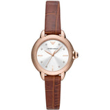 Emporio Armani Mia Quartz Silver Dial Brown Leather Strap Watch For Women - AR11525 Authentic Buy Shop Now