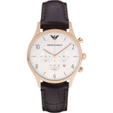Emporio Armani Beta Chronograph White Dial Brown Leather Strap Watch For Men - AR1916 Authentic Buy Shop Now