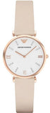 Emporio Armani Gianni T Bar Quartz White Dial Beige Leather Strap Watch For Women - AR1927 Authentic Buy Shop Now