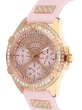 Guess Frontier Diamonds Rose Gold Dial Pink Rubber Strap Watch For Women - W1160L5 Authentic Buy Shop Now