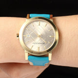 Burberry The City Gold Dial Blue Leather Strap Watch for Women - BU9018 Authentic Buy Shop Now