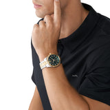 Michael Kors Lexington Quartz Green Dial Two Tone Steel Strap Watch For Men - MK9063 Authentic Buy Shop Now