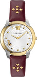 Versace Audrey Quartz Silver Dial Red Leather Strap Watch for Women - VELR00219 Authentic Buy Shop Now