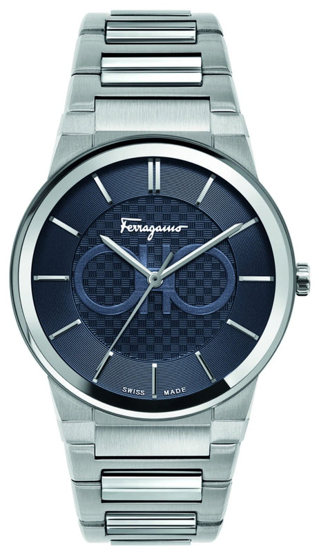 Salvatore Ferragamo Sapphire Blue Dial Silver Steel Strap Watch for Men - SFHP006-20 Authentic Buy Shop Now