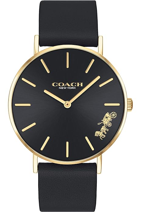 Coach Perry Black Dial Black Leather Strap Watch for Women - 14503333-C Authentic Buy Shop Now