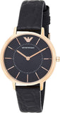 Emporio Armani Kappa Quartz Black Dial Black Leather Strap Watch For Women - AR11064 Authentic Buy Shop Now