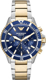 Emporio Armani Mario Chronograph Blue Dial Two Tone Steel Strap Watch For Men - AR11362 Authentic Buy Shop Now