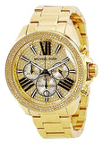 Michael Kors Wren Chronograph Crystal Pave Gold Dial Gold Steel Strap Watch for Women - MK6095 Authentic Buy Shop Now