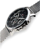 Tommy Hilfiger Chronograph Black Dial Silver Mesh Bracelet Watch for Men - 1791292 Authentic Buy Shop Now