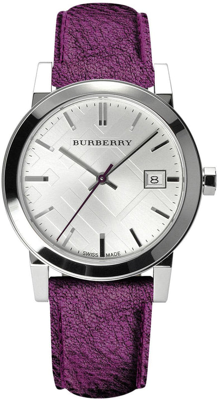 Burberry The City Silver Dial Purple Leather Strap Watch for Women - BU9122 Authentic Buy Shop Now