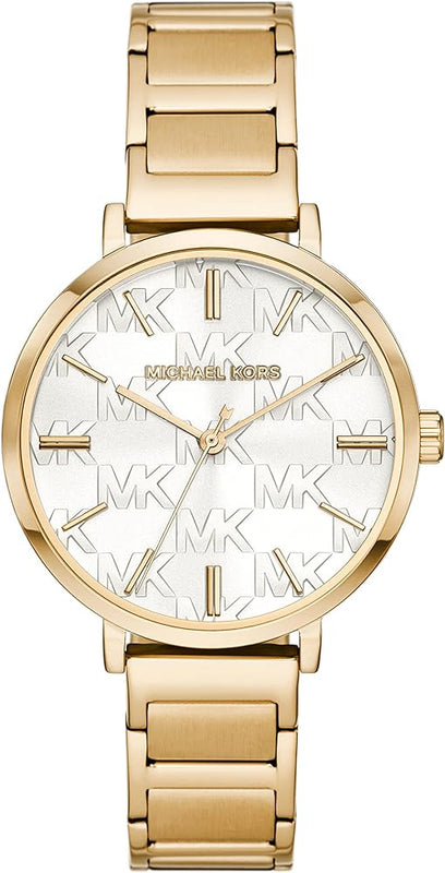 Michael Kors Addyson Three-Hand White Dial Gold Steel Strap Watch for Women - MK4712 Authentic Buy Shop Now